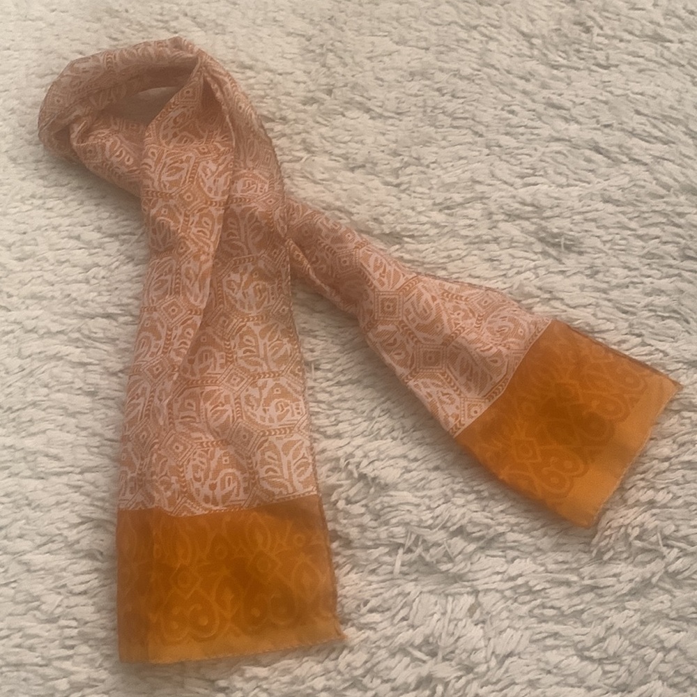 VINTAGE Orange White Print Scarf Belt